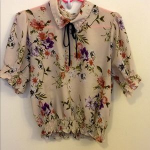 Floral pattern shirt with fitted waistband XL